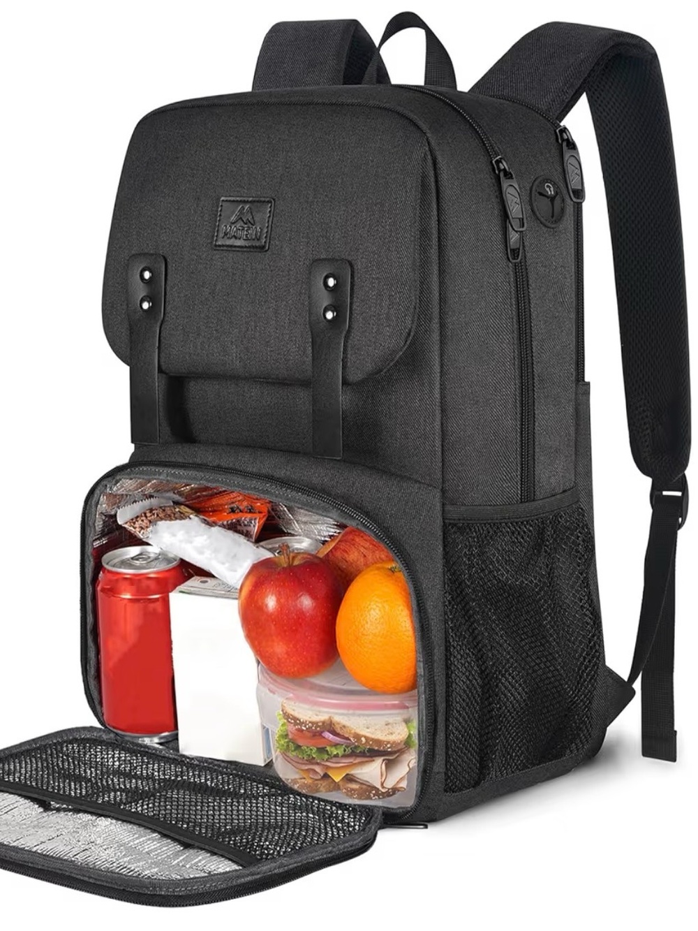 Matein Insulated Lunch Backpack Laptop College Travel Bag Gray